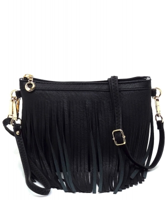 Western Fringe Clutch Cross Body Bag E091 BLACK
